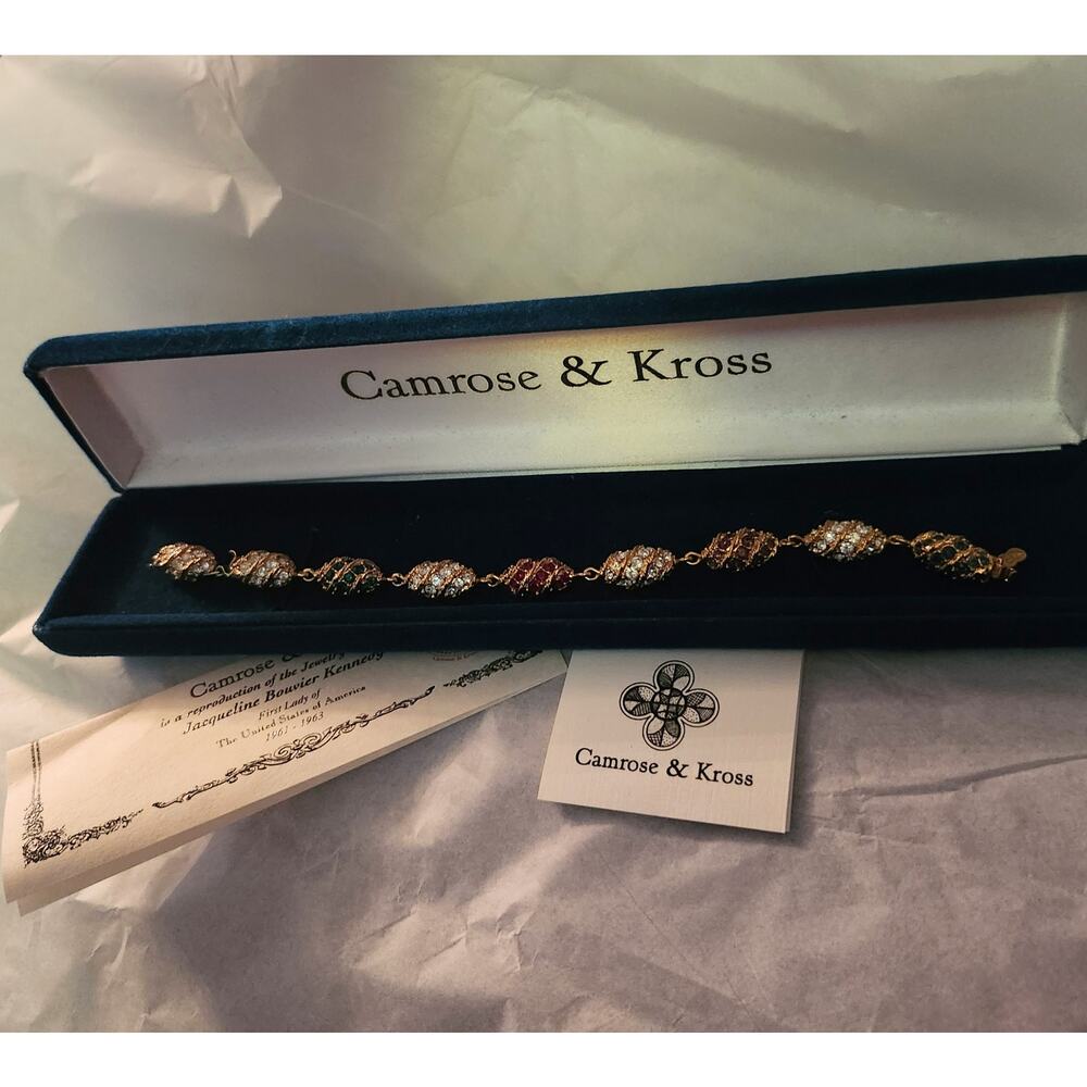 Camrose & Kross JBK Jackie Kennedy Royal Egg Bracelet Gold Plated COA Box